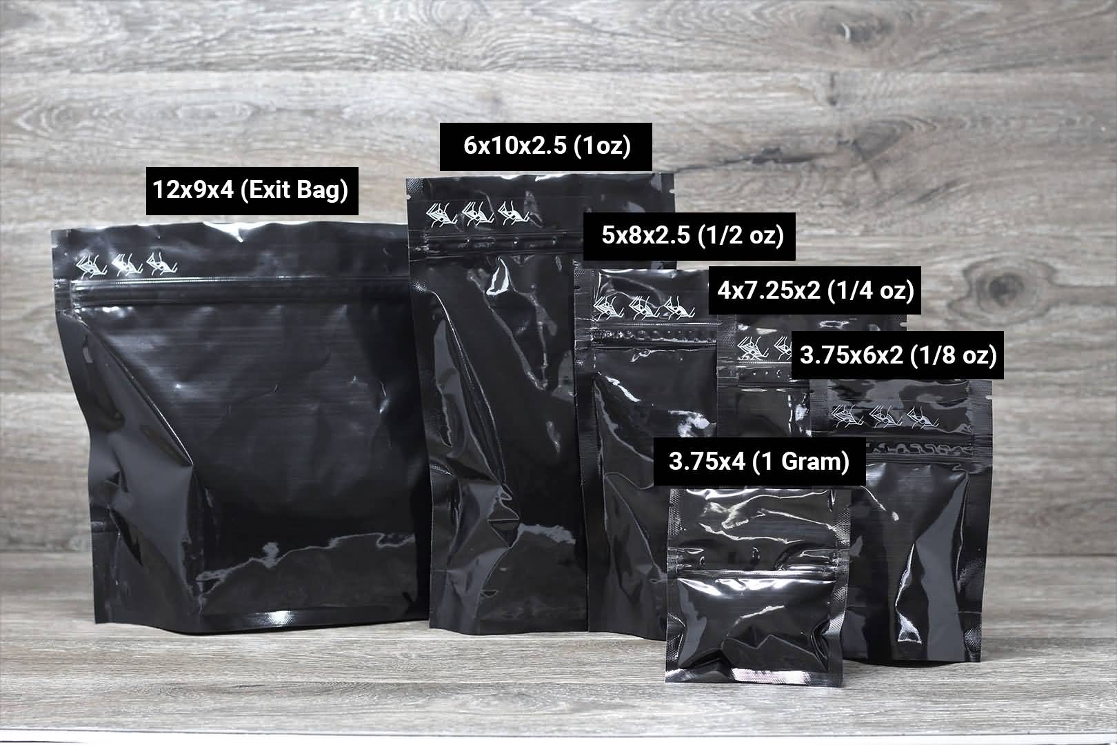Black Child Resistant Pouch and Exit Bags